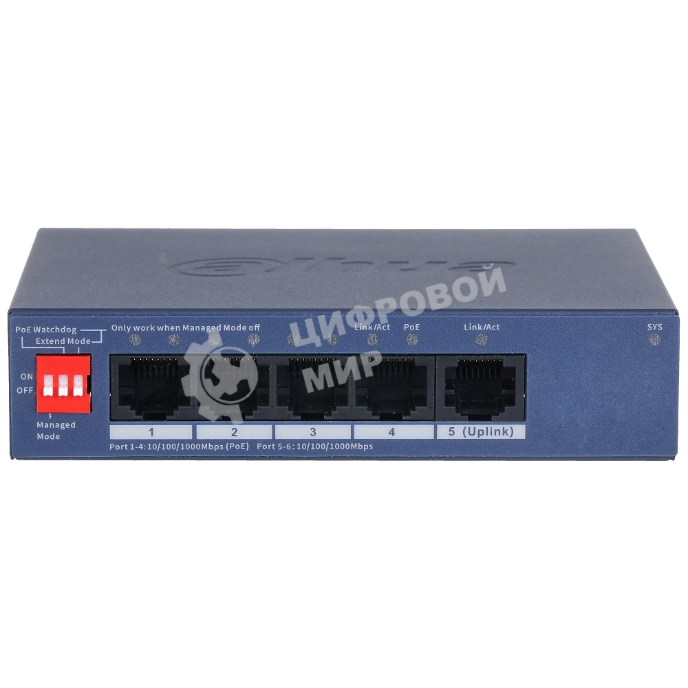 Коммутатор Dahua DH-CS4005-4GT-36 4-портовый гигабитный PoE с функцией облачного управления, 4xRJ45 1Gb, 1xRJ45 1Gb uplink, суммарно 40Вт