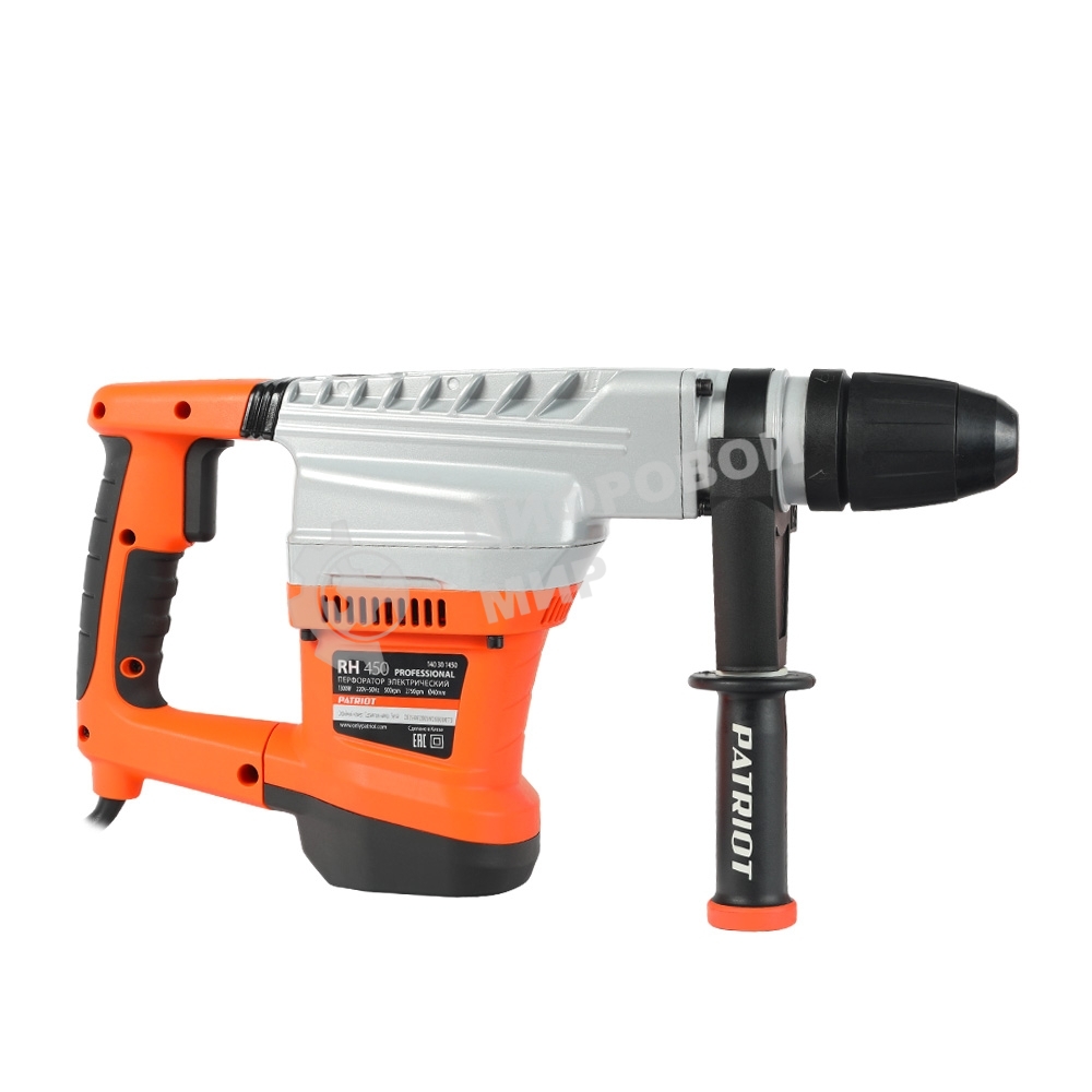Перфоратор PATRIOT RH 450. 1300Вт, 10Дж, 1350-2750уд/мин, 235-500об/мин.