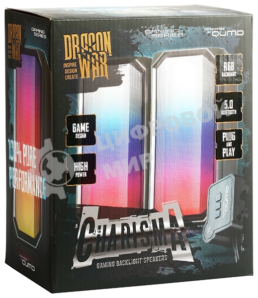Акустическая система RGb 2.0 + Bluetooth, Qumo Charisma (ВТ 0054), 15ВТ, объемное звучание, отключаемая многорежимная RGb подсветка, USB+Jack 3,5мм