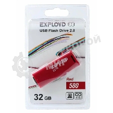 Флешка USB Exployd 580 Red (EX-32Gb-580-Red), 32Gb, USB 2.0, R/W 15/8, красный