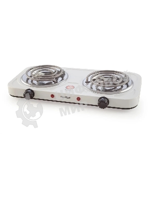Плита настольная электрическая Centek CT-1509 белый, 2 кВт, ТЭН, конфорки - 2, эмаль, поворотные переключатели