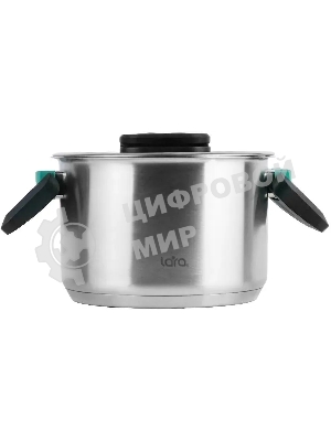 Кастрюля LARA LR02-245 Изумруд 6,4 л, нержавеющая сталь, с крышкой