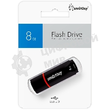 Флешка USB Smartbuy Crown black (SB8GbCRW-K), 8 Gb, USB 2.0, R/W 15/5, черный/красный