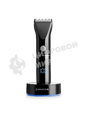 Машинка для стрижки BRAYER BR3400, LED-дисплей, 4 насад, турбо, титан. покр, регу. высоты лезвий