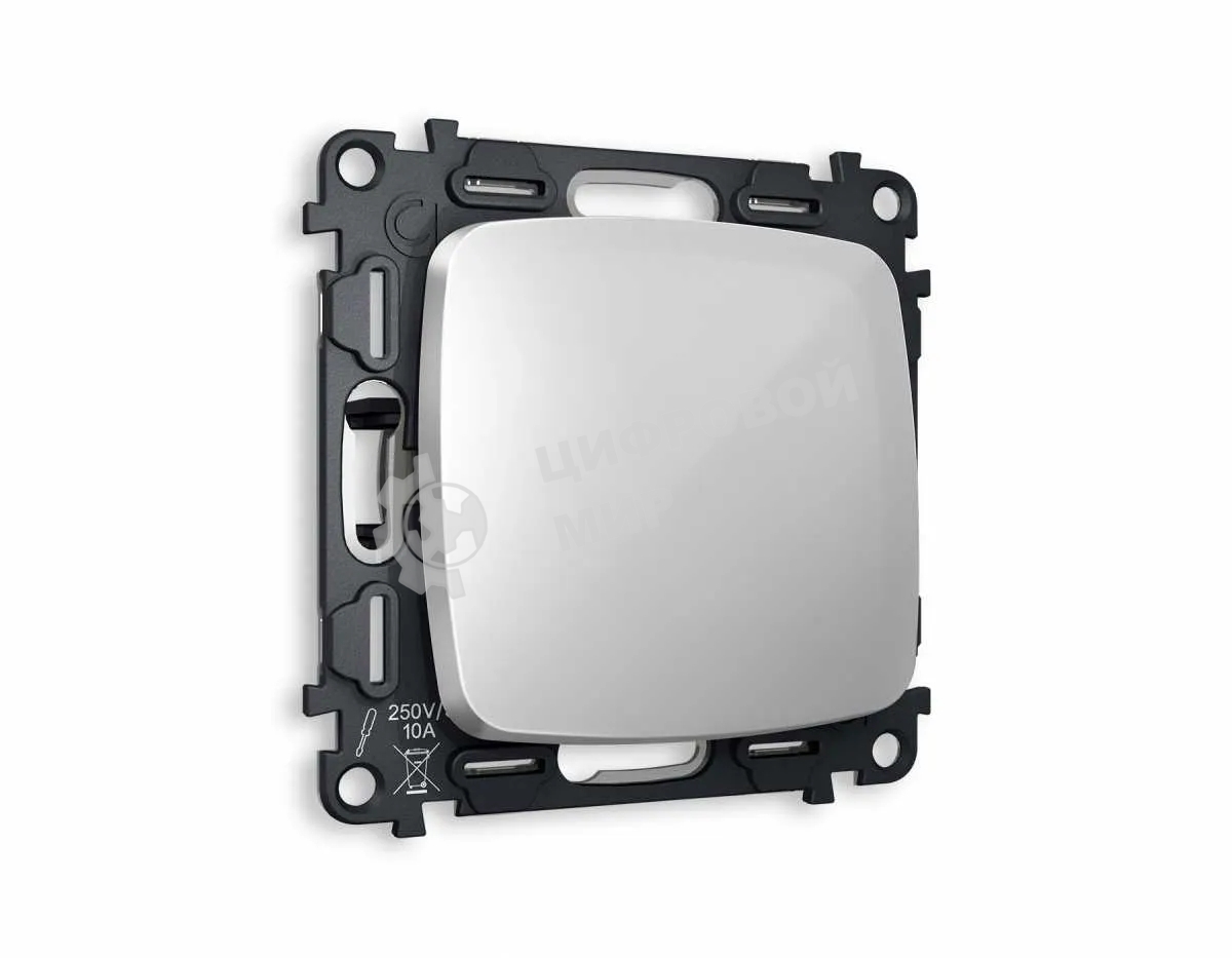 Комплект механизма 1-кл выключателя OMEGA Серебро глянец QUANT (OP4010, VM101) MO401010