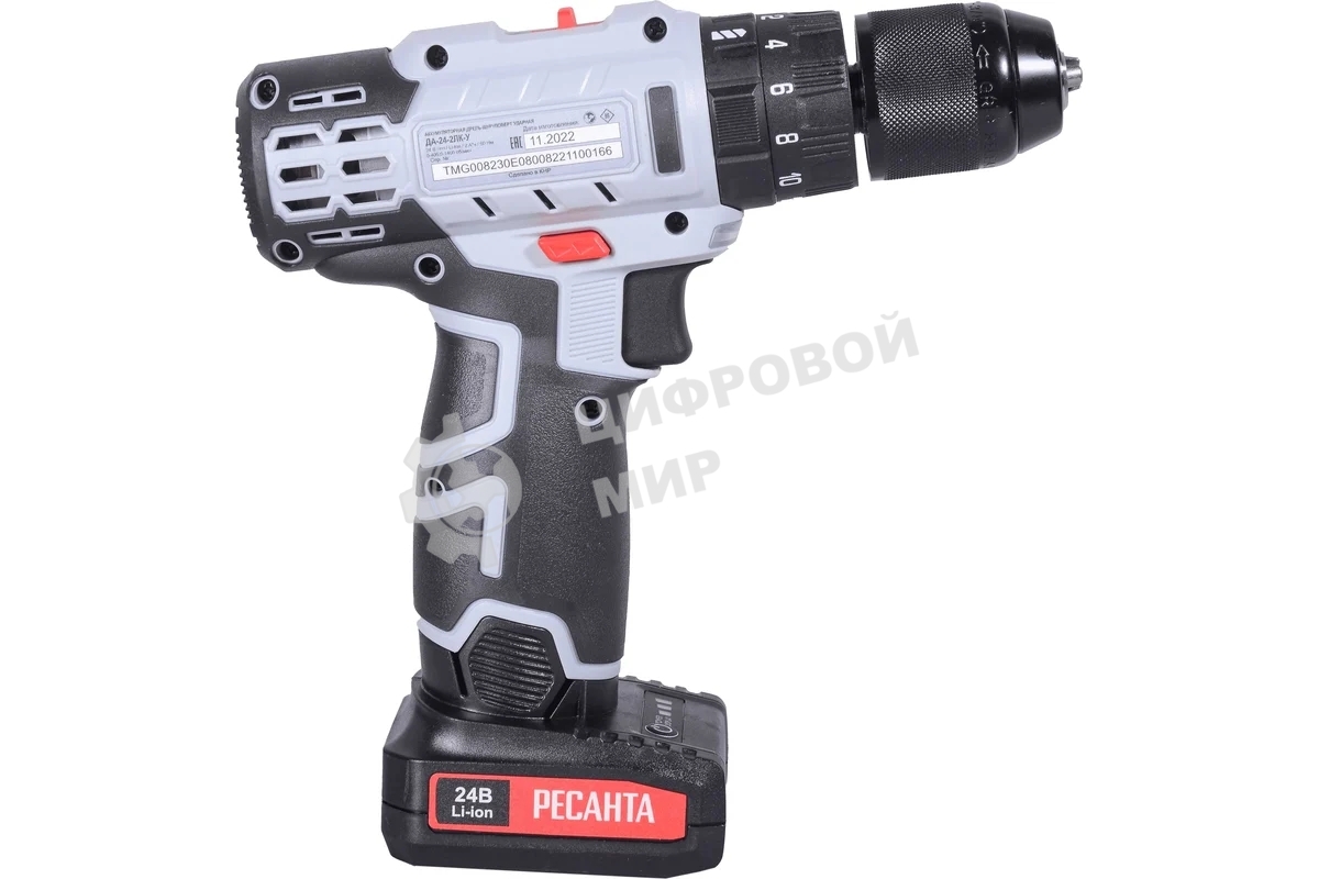 Дрель-шуруповерт аккумуляторная Ресанта ДА-24-2ЛК-У 75/14/8, Аккумуляторная, 24В, 2 АКБ, Ударная, Кейс