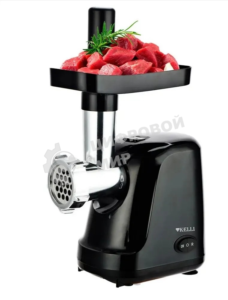 Мясорубка электрическая KELLI KL-5007 черный, 2400 Вт, 3.0 кг/мин, реверс, защита от перегрузки, насадки - 2
