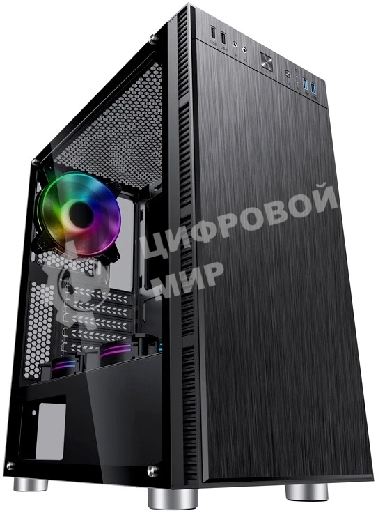 Компьютерный корпус Accord 3407 черный без БП ATX 2xUSB 2.0 2xUSB 3.0 audio bott PSU