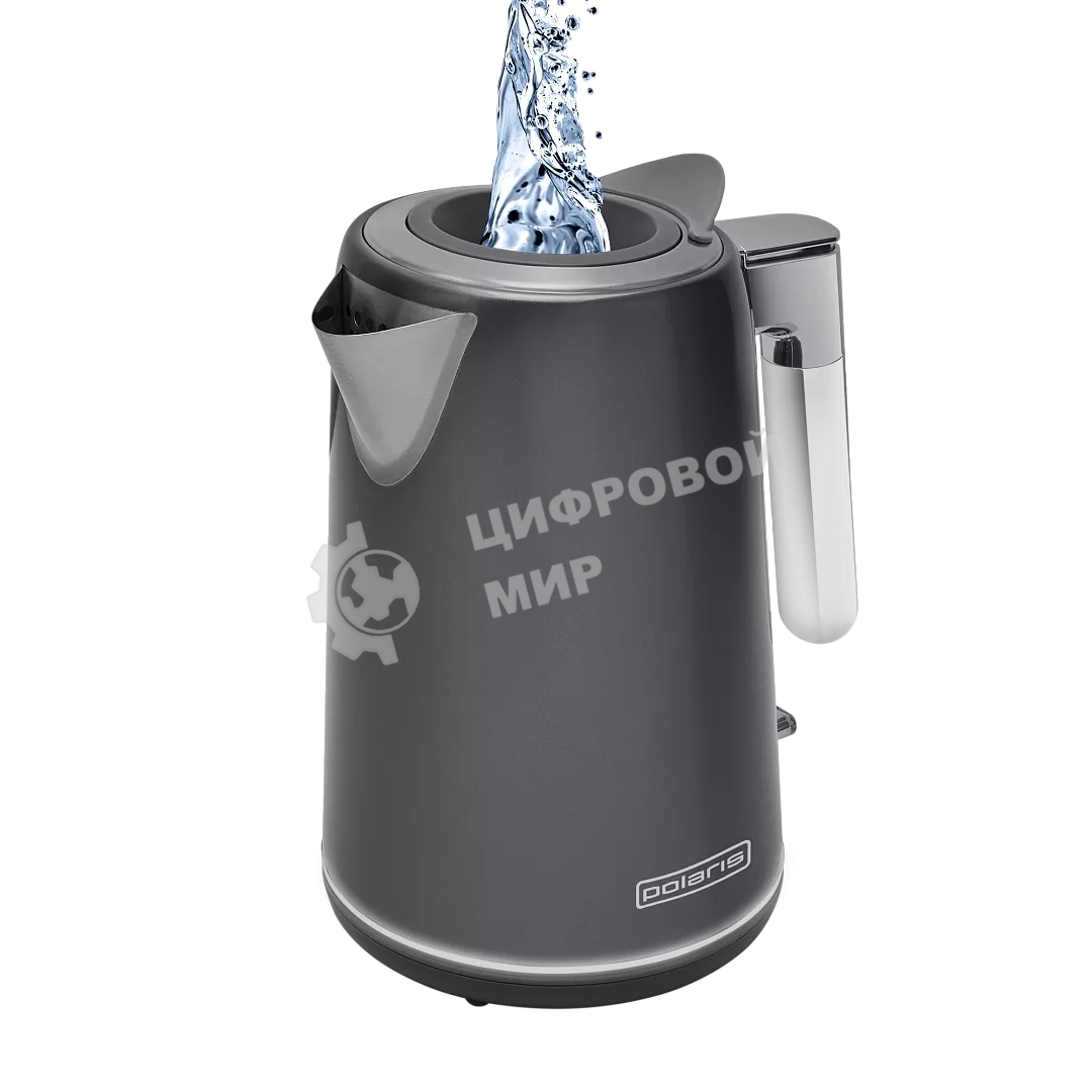 Чайник электрический Polaris PWK-1746СA серый, 1.7 л, ВЕРХ. ЗАЛИВ, нерж.