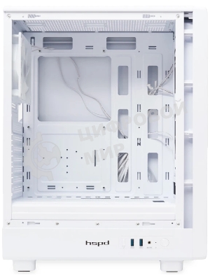 Компьютерный корпус HSPD M510, Mesh Mid Tower, белый, TG, 0.5 SPCC, 4x120мм ARGb ATX, mATX, mITX 180/280/160мм 1x2.5