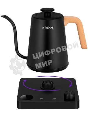 Чайник электрический Kitfort КТ-6726 1л. 1200Вт черный/дерево корпус: нерж.сталь/пластик