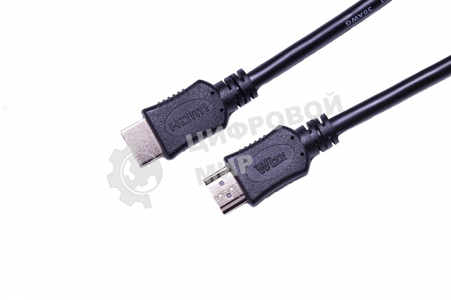 Кабель HDMI C-HM-HM-5M Wize, 5 м, v.2.0, 19M/19M, позол.разъемы, экран, черный, пакет