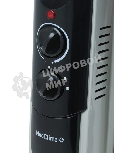 Обогреватель масляный Neoclima NC 9311, белый/черный, 2500 Вт, 25 м2, термостат