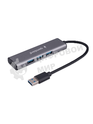 Разветвитель USB3.1 Gembird UHB-U3P7-01, 7хUSB, с доп.питанием (порт Type-C), кабель USB 19см, алюминий, коробка