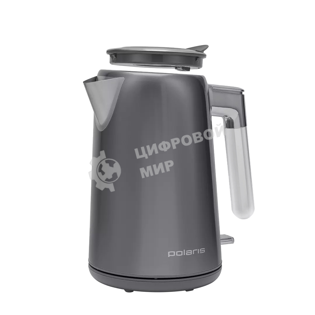 Чайник электрический Polaris PWK-1746СA серый, 1.7 л, ВЕРХ. ЗАЛИВ, нерж.