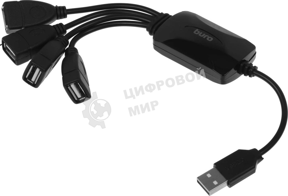 USB-концентратор Buro BU-HUB4-0.3-U2.0-Splitter, USB 2.0, USB 4 порта, USB