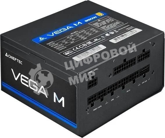 Блок питания Chieftec Vega M PPG-1000-C (ATX 3.1, 1000W, 80 PLUS GOLD, Active PFC, 135mm fan, Gen5 PCIe, Full Cable Management) Retail