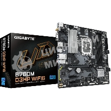 Материнская плата Gigabyte B760M D3HP WIFI6, LGA 1700, Intel B760, 4xDDR5, 4xSATA, 2xM.2, 1xPCIe 4.0 x16, 1xPCIe 4.0 x4, 1xHDMI, 1xDP, 1x2.5Gb LAN, Wi-Fi 6, Bluetooth 5.3, 1xUSB-C 10Gbps, 1xUSB-A 10Gbps, 4xUSB-A 5Gbps, 2xUSB-A 2.0, 1xPS/2, 3x3.5 мм, 7.1, mATX