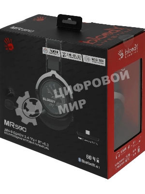 Гарнитура Bloody MR590 Sports чёрный, беспроводная + проводная, Bluetooth, до 35 ч