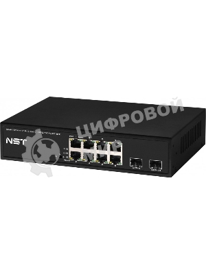Коммутатор NST NS-SW-8G2G-P, 8×1 Гбит/с PoE+ + 2×1 Гбит/с SFP Uplink, неуправляемый