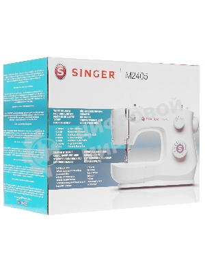 Швейная машина Singer M2405 белый, электромеханическая, вертикальный качающийся, 9 операций, петля полуавтомат