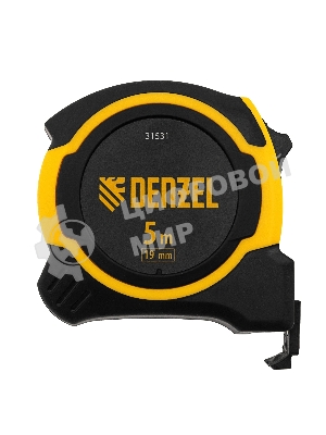 Рулетка Denzel 5м х 19мм, двухкомп. корпус, магнитный обрезиненный зацеп
