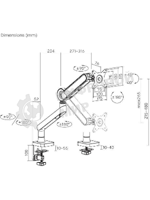 Кронштейн для мониторов Ultramounts UM719W белый 17