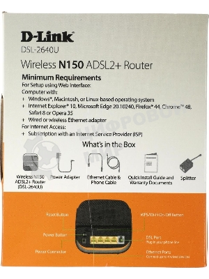 Роутер беспроводной D-Link DSL-2640U/R1A ADSL2+ черный (Annex A)