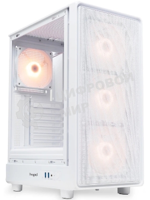 Компьютерный корпус HSPD M510, Mesh Mid Tower, белый, TG, 0.5 SPCC, 4x120мм ARGb ATX, mATX, mITX 180/280/160мм 1x2.5