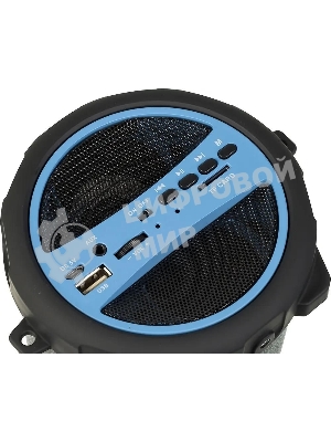 Колонка портативная Hyundai H-PAC220 черный/голубой 10W 1.0 BT/3.5Jack/USB