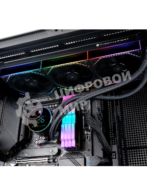 Система жидкостного охлаждения Thermalright Frozen Magic 360 Digital V2 (360мм, LED temp., Black, ARGB/Fans: 3x120мм, 68.9CFM, 28.2dBA, 2000RPM/Pump height 54.4мм, Rad thickness 27мм/S: 1700, 1200, 1851, 115X, AM5, AM4)