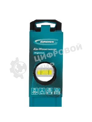 Уровень Gross 33652 алюминиевый, магнит., фрезерованный, 3 глазка, 0,5 мм/м, 800 мм