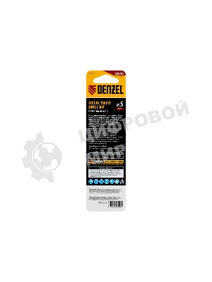 Сверло спиральное по металлу Denzel 5 x 86мм, Р6М5, Golden Tip
