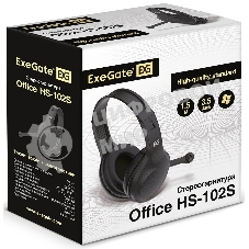 Гарнитура ExeGate Office HS-102S чёрный, проводная, 3.5 мм, накладные, регулятор громкости