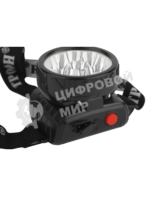 Фонарь налобный ЭРА светодиодный Трофи TG9 ударопрочный, 9 LED, 2 режима, аккумуляторный, черный