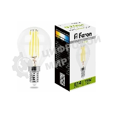 Лампа светодиодная Feron LB-511 11 вт Е14 белый шар FILAMENT