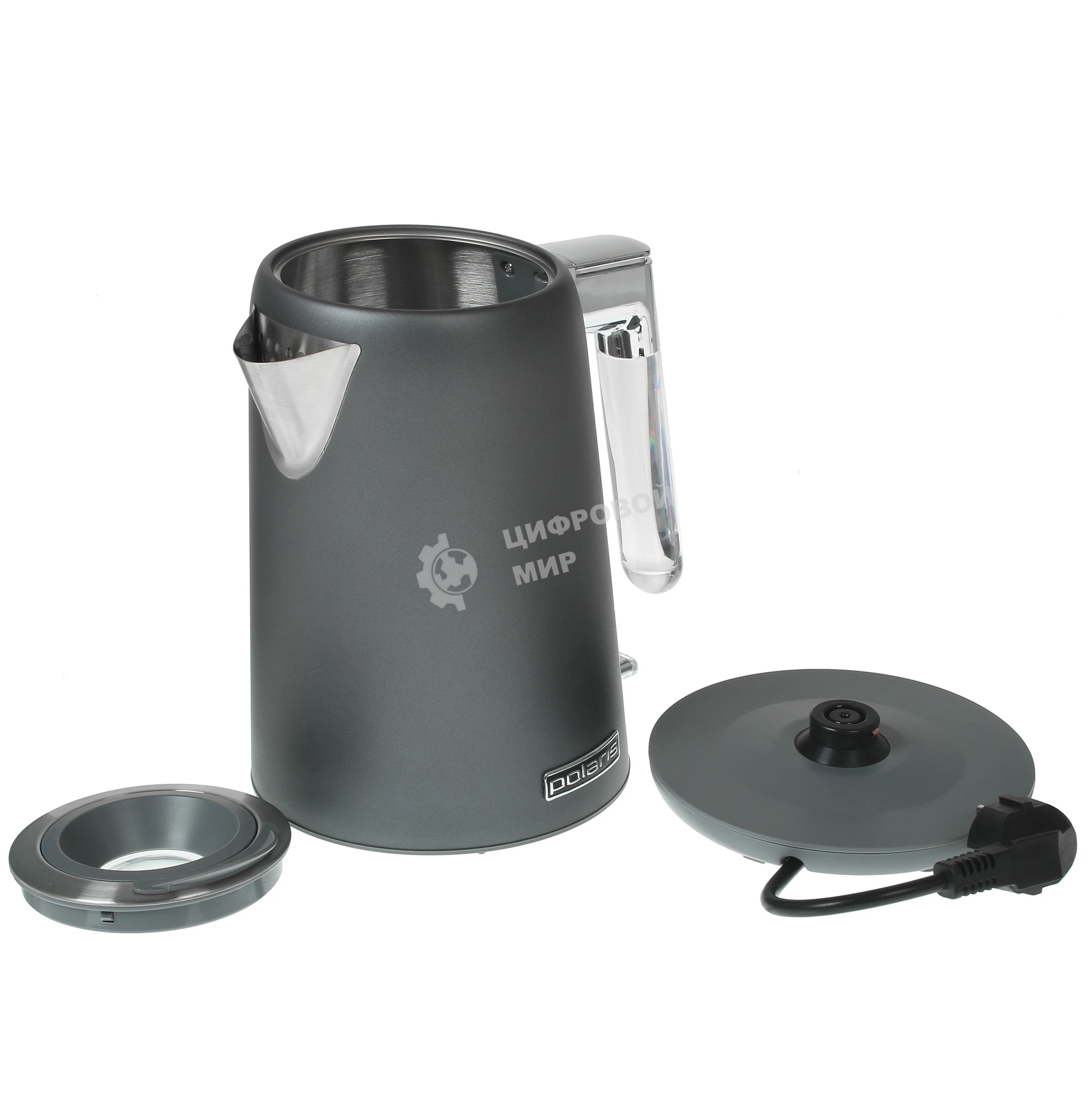 Чайник электрический Polaris PWK-1746СA серый, 1.7 л, ВЕРХ. ЗАЛИВ, нерж.