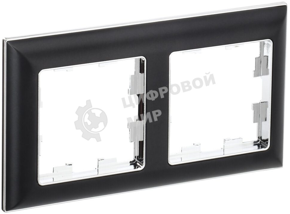 Рамка 2-местная IEK BRITE РУ-2-Бр DECOR 3D-форма черный/хром