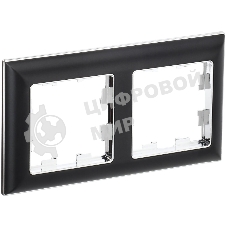 Рамка 2-местная IEK BRITE РУ-2-Бр DECOR 3D-форма черный/хром