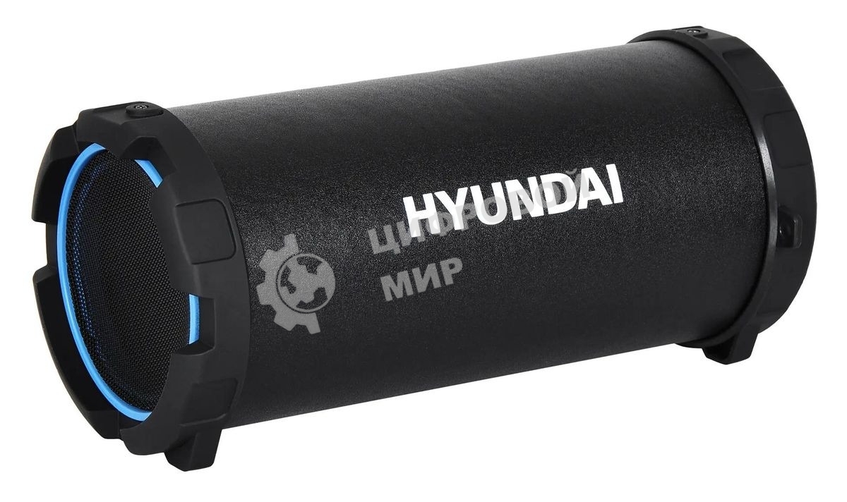 Колонка портативная Hyundai H-PAC220 черный/голубой 10W 1.0 BT/3.5Jack/USB