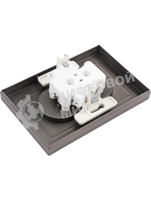 Розетка 2-м AtlasDesign без заземл. 16А в сборе мокко SchE ATN000620