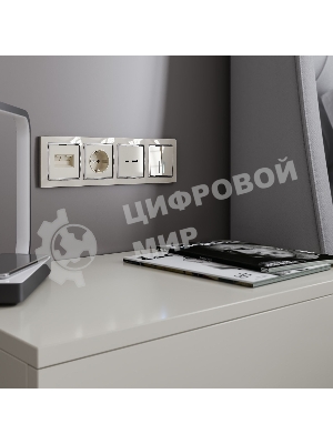 Выключатель двухклавишный проходной с подсветкой WERKEL (слоновая кость) W1122103