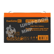 Аккумуляторная батарея ExeGate HR 6-12 (6V 12Ah, клеммы F2)