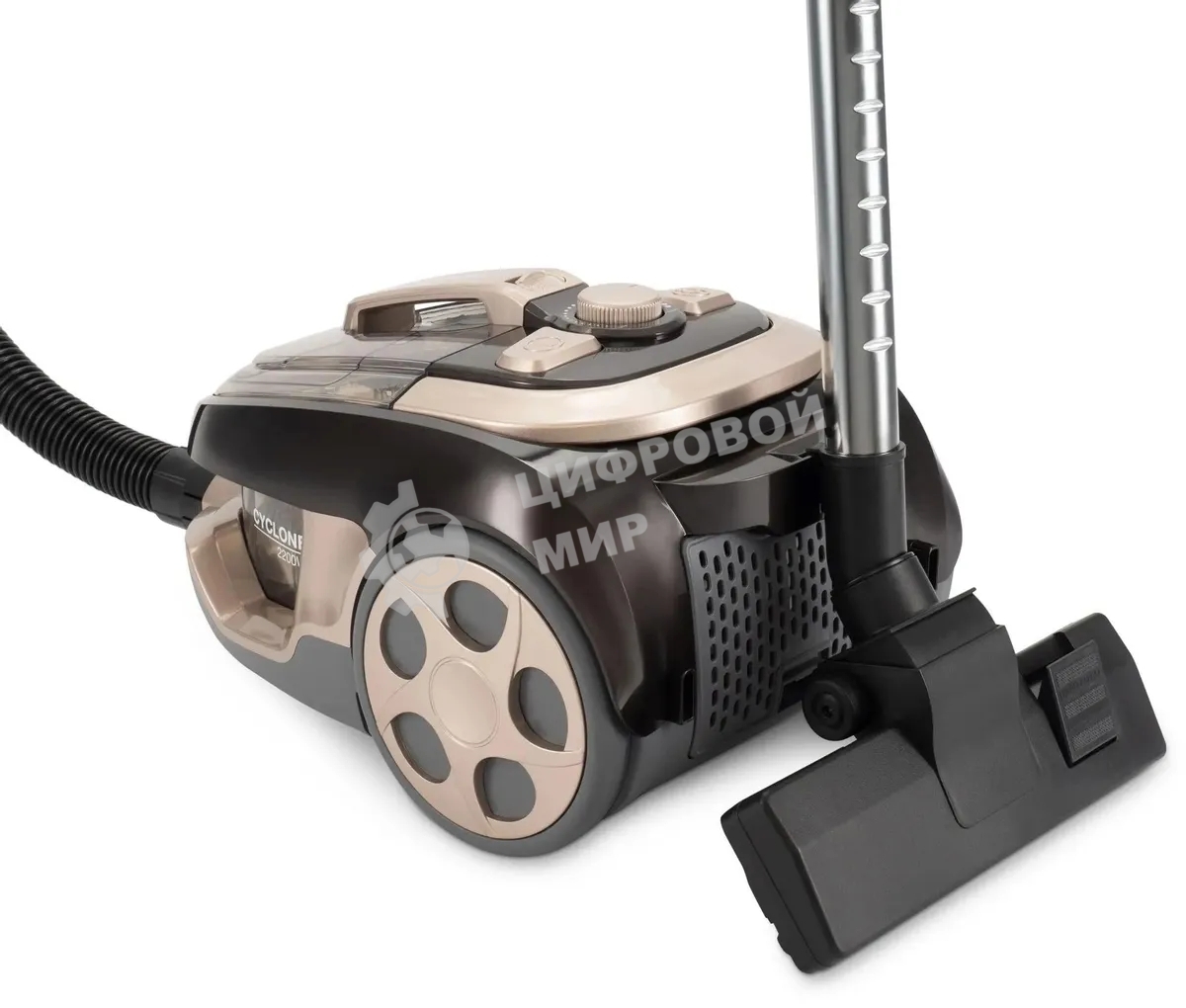 Пылесос Hyundai HYV-C3550 золотистый/темно-коричневый, 380/2220 Вт, уборка сухая, пылесборник контейнер 2,5 л