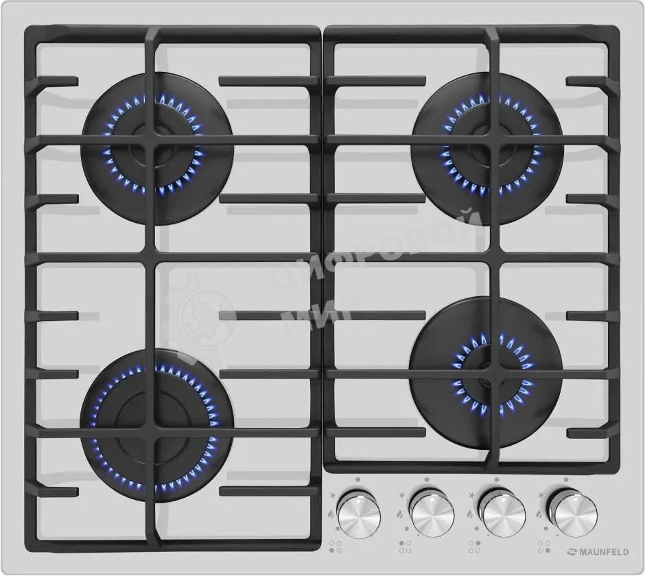 Газовая варочная панель Maunfeld EGHG.64.6CW/G, 4 конфорки, закаленное стекло, белый