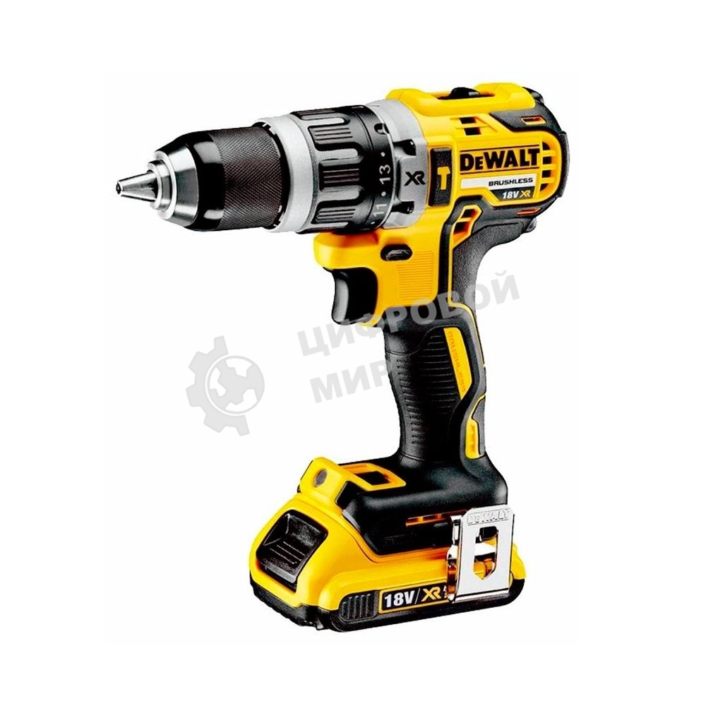 Дрель-шуруповерт аккумуляторная DeWalt DCD796D2-QW, 18В, 2 АКБ, Ударная, Кейс
