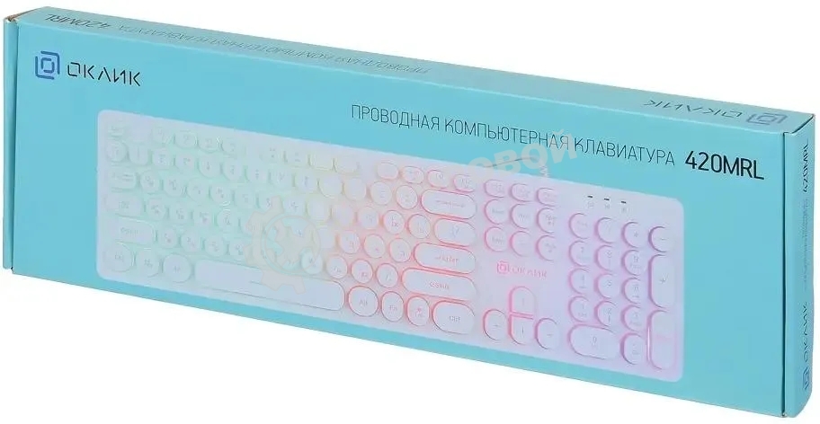 Клавиатура проводная Oklick 420MRL 1091227, USB, белый