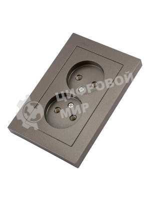 Розетка 2-м AtlasDesign без заземл. 16А в сборе мокко SchE ATN000620