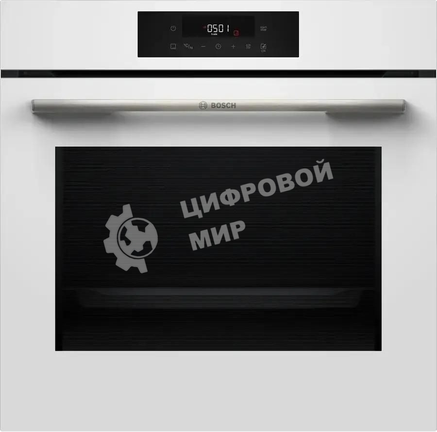 Духовой шкаф электрический Bosch HJG852YW0T Serie 6, 60 см, 66 л, белый,сенсорное управление, 8 режимов+AutoPilot 30(30 автоматических программ), LCD-дисплей, галогенное освещение, самоочистка EcoClean,Soft Open and Soft Close door,телескопические направляющие на 2 уровнях