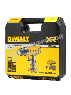 Дрель-шуруповерт DeWalt DCD710D2-QW, 10,8 В, 2 Ач, 24 Нм, щеточный